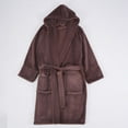 thumbnail image 4 of Htigea Womens Hooded Fleece Robe Soft Bathrobe for After Shower Elegant Long Loungewear Nightgown Coffee,Free Size, 4 of 4
