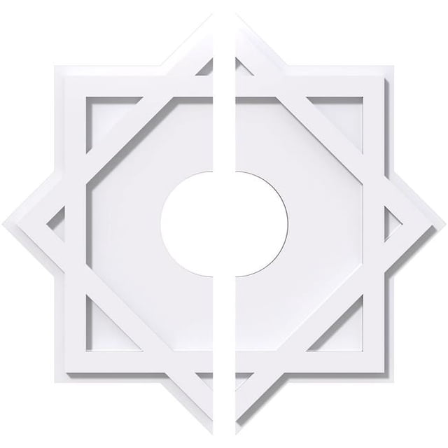 Ekena Millwork CMP16AL2-04000 16 in. OD x 4 in. ID Square Axel Architectural Grade PVC Contemporary Ceiling Medallion - 2 Piece