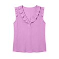 thumbnail image 6 of Rhuody T Shirts For Women V Neck Tank Tops Summer Loose Fit Solid Color Ruffle Blouse Wear Light Purple, 6 of 6