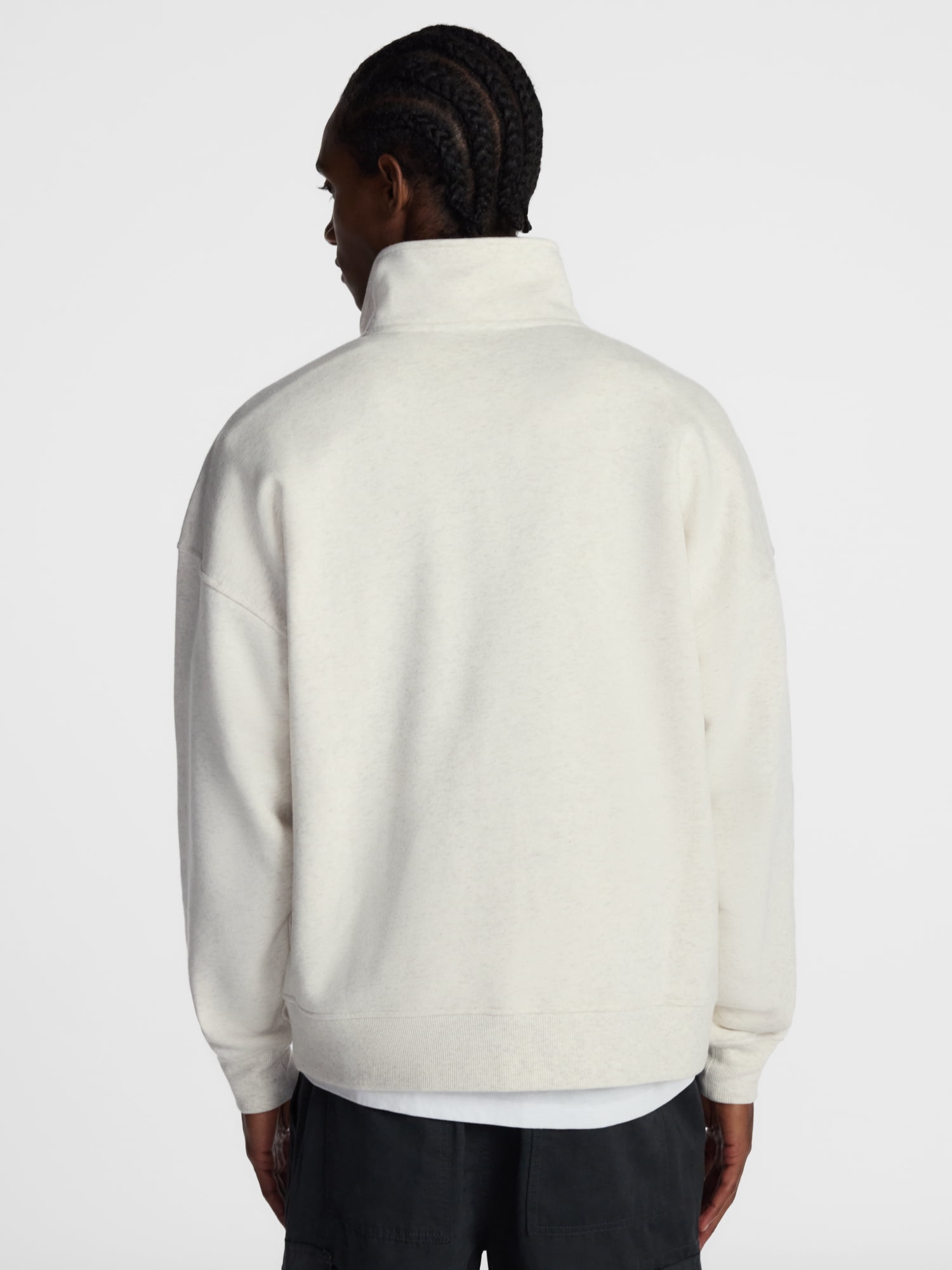 No Boundaries Boxy Fit Quarter Zip Fleece Sweatshirt with Long Sleeves, Men's XS-4XLT