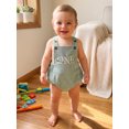 thumbnail image 3 of RUINIXCW Toddler Boys Birthday Romper Cute Letter Embroidery Sleeveless Overalls, 3 of 8