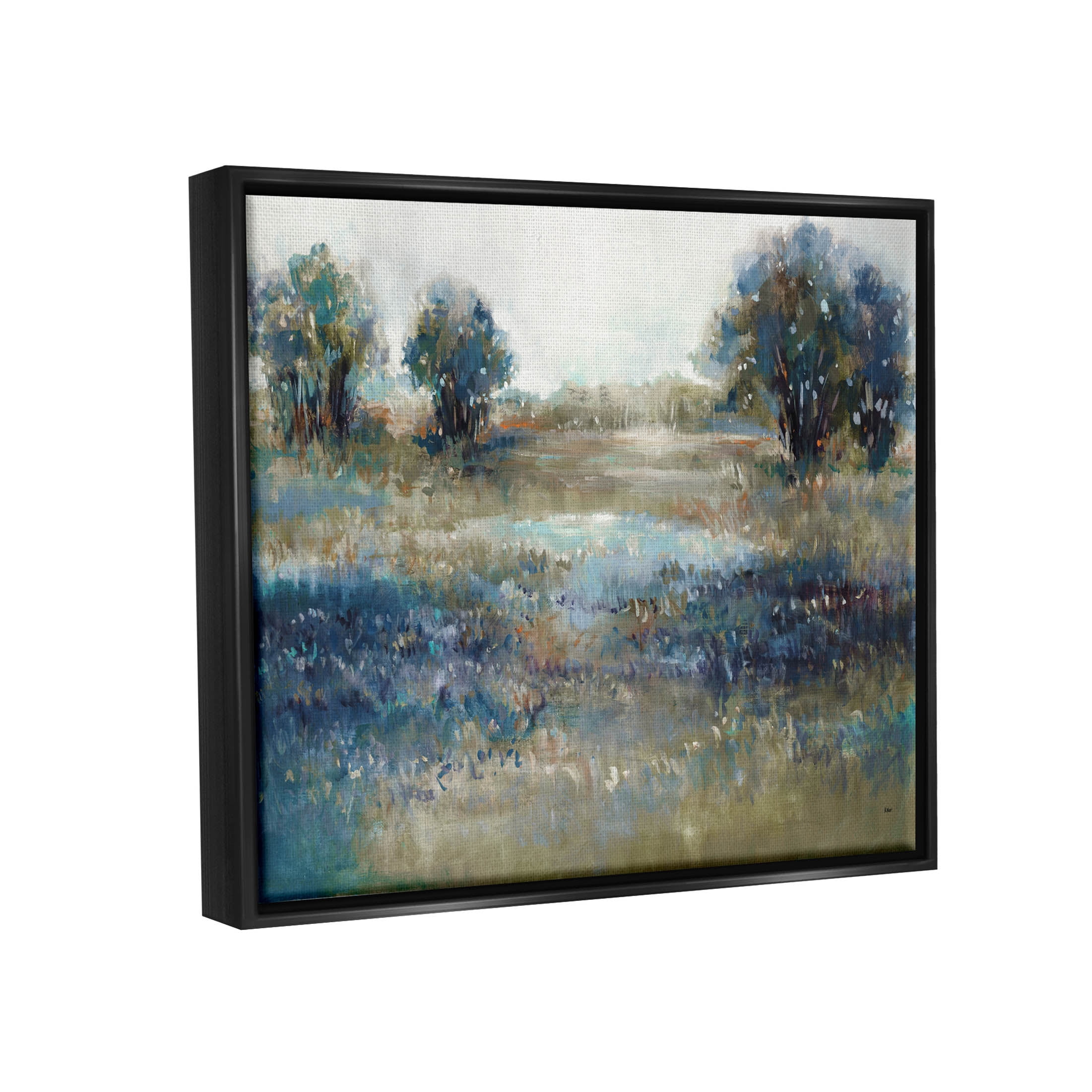 Stupell Industries Impressionist Nature Composition Painting Jet Black Floating Framed Canvas Print Wall Art, Design by K. Nari