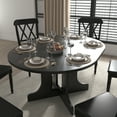 thumbnail image 2 of Oval Dining Table In Black For Kitchen Use, 59x43 Inch Expandable, Removable Leaf, Trestle X Base, Seats 6 Table, Shaped Construction,, 2 of 5