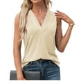 thumbnail image 6 of Tank Tops for Women Tbopshirt Summer Tops for Women,Plus Size T Shirts,Women's Sleeveless Solid Color Basics Crewneck Casual Top Pullover T-shirt,Short Sleeve Blouses, 6 of 9