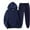 Navy, variant on Men's And Women's Two Piece Outfits Sweatsuits Set Trendy Solid Long Sleeve Pullover Hoodies Sweatshirt And Loose Sweatpants Fall Winter Lounge Sets Blue L
