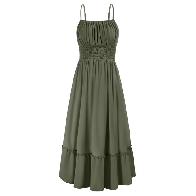 Vestido de verano para mujer GRACE KARIN, maxi verde oliva, talla L