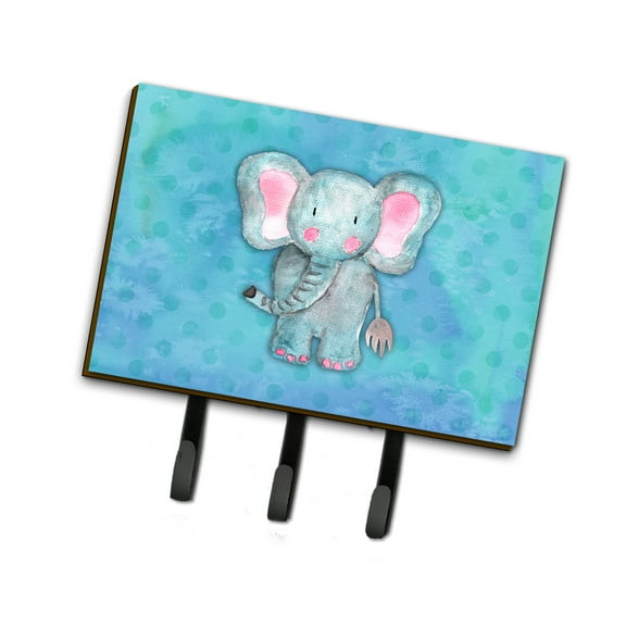 Carolines Treasures BB7372TH68 Blue Elepant Watercolor Leash or Key Holder Triple Hook multicolor