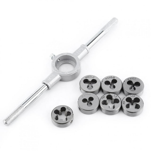 Peahefy Outil de Taraudage Jeu de Clés à Molette, Kit d'Outils à Main de Traitement de Filetage Externe de Clé à Vis et 8pcs