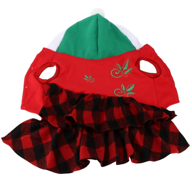 Vestido navideño para perros y gatos, cálido y ligero, de red a cuadros, para otoño e invierno, XXL