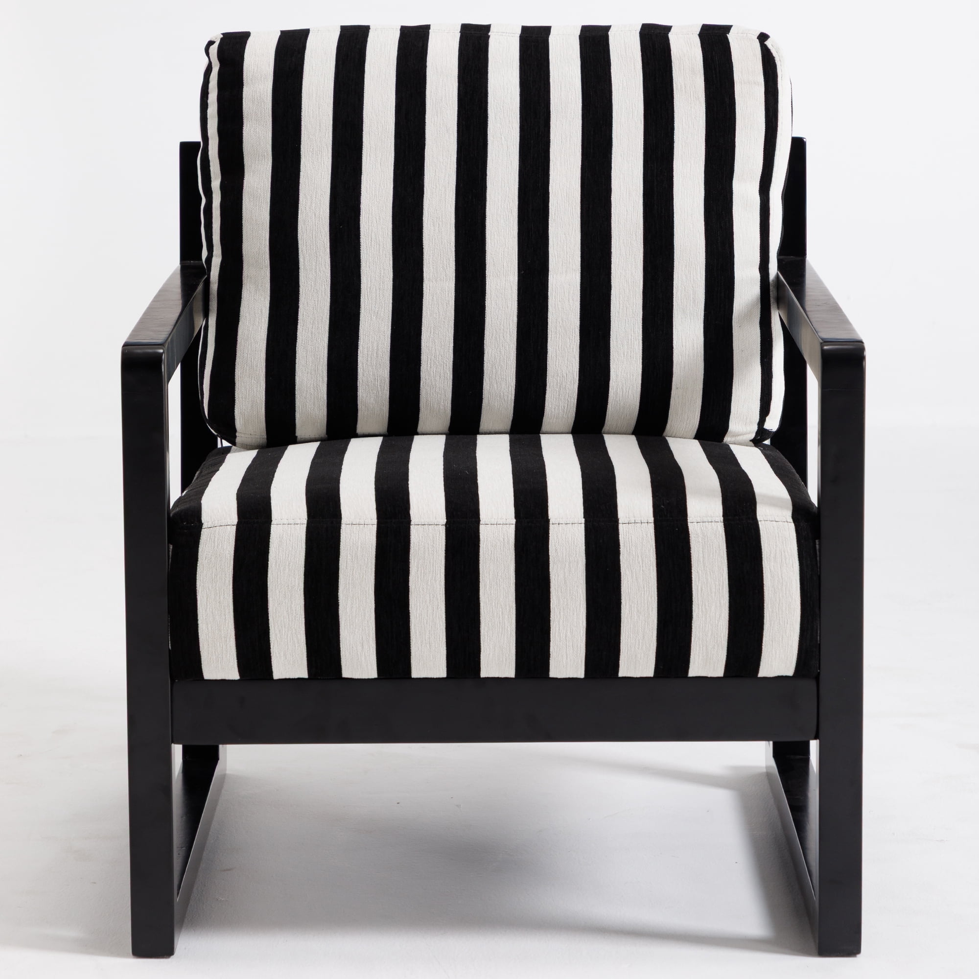Leumius Modern Fabric Lounge Chair, Single Sofa Chair with Armrests, Upholstered Lounge Chair with Wooden Frame, Suitable for Living Room Bedroom Study,Black and White Stripes