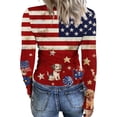 thumbnail image 6 of Iaqnaocc 4th of July 4th of July Women's Tops, Tees & Blouses Long Sleeve Vintage American Flag Floral Print T-Shirts Slim Fit Fashion Tees Blouses Casual Crew Neck Spring Day Tee Top Deep Red XXL, 6 of 6