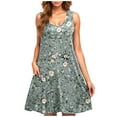 thumbnail image 2 of Ovzne Robes pour Femmes Robe Décontractée pour Femme Dégradé Sans Manches Col Ras du Cou Robe à Imprimé Robe pour Femmes Imprimée Liquidation, 2 of 5