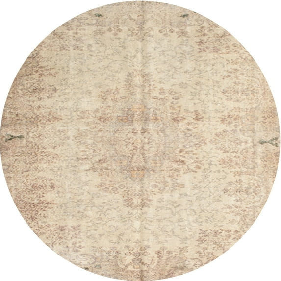 Ahgly Company Machine Washable Indoor Round Traditional Deep Peach Orange Area Rugs, 4' Round