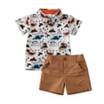 thumbnail image 2 of ITFABS Baby Summer Outfits, Cartoon Dinosaur Print Shirt + Solid Color Shorts, 2 of 10