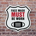 thumbnail image 4 of Caution Face Mask Must Be Worn 6 inch X 6 inch Shield Shaped Commercial Grade Plastic Sign Weather Resistant Made in the USA, 4 of 6