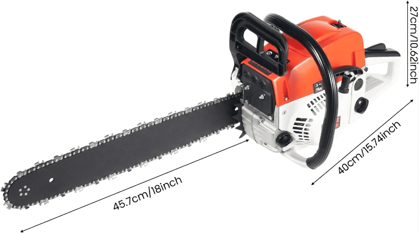 Gasoline Chain Saw 62CC  18-inch Saw Chain, Cutting Tool, EfficientWood Cutting, Logging And Ranch, Farm Durable Design, Silent Design Safe To Use,Shockproof Handle