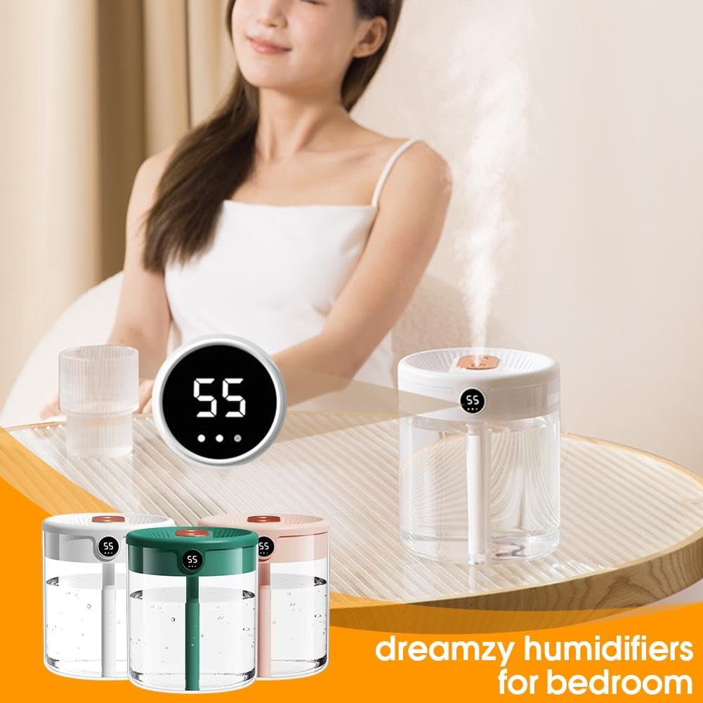 2l Double Nozzle Air Humidifier, Desktop Double Nozzle Cool Mist Humidifier With Night Light, Silent Humidifiers Usb Personal Desktop Humidifiers, for Baby Bedroom Travel Office Home