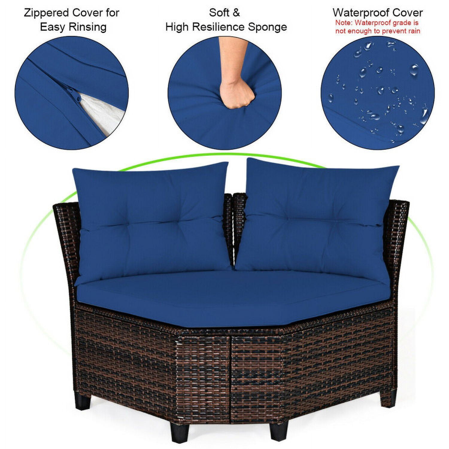 Aimee Lii 4 Pieces Outdoor Cushioned Rattan Furniture Set, Outdoor Deck Furniture, Navy Aimee Lii 4 Pieces Outdoor Cushioned Rattan Furniture Set, Outdoor Deck Furniture, Navy