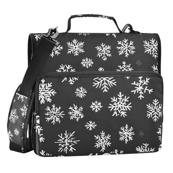 ALAZA Zipper Binder White Snowflakes 3 Ring Trapper Keeper File Folder Organizer Bag