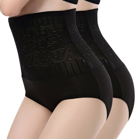 MSJUHEG Black Corset 2Pc Womens High Waist Shapewear Panties Tummy Control Butt Lifter Body Shaper Panty Ladies Slim Waist Trainer Pants Shapers Black L