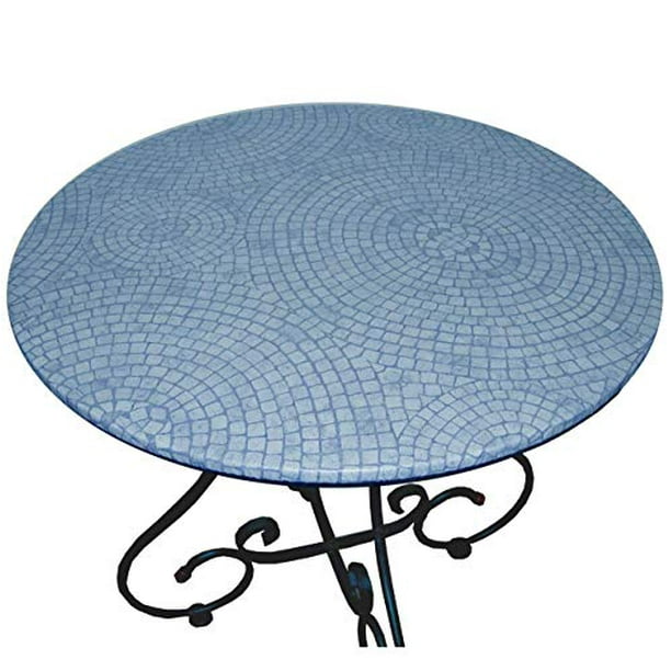 Fitted Tablecloth Round Fits 40 To 48 Inch Tables Grecian Blue Mosaic Com Fitted Tablecloth Round Fits 40 To 48, 40 Inch Round Tablecloth