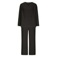 thumbnail image 4 of Ladies' Fashionable And Casual V Neck Solid Color Loose And Linen Two Piece Set, 4 of 4