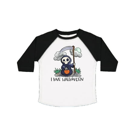 

Inktastic I Love Halloween with Cute Trick or Treating Grim Reaper Gift Toddler Boy or Toddler Girl T-Shirt