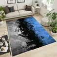 thumbnail image 2 of Blue Black Graffiti Area Rugs, Modern Chinese Splash Ink Art Apartment Carpet, 3D Carpet Easy Cleaning with Non-Slip Backing Apply to Cafe Office Door Mats Porch 4x5ft, 2 of 6
