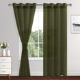 thumbnail image 2 of XWZO Olive Green Sheer Curtains 84 Inch Length 2 Panels Set with Tiebacks, Grommet Semi Transparent Light Filtering Window Drapes for Bedroom Living Room Dining Wedding Backdrop, W52 x L84, 2 of 11