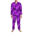 thumbnail image 3 of Fuzoiu Berry Raspberry Print Men's Long-Sleeved Pajama,Lounge Button Down Nightwear,Mens Notch Collar Pajama Set -Large, 3 of 7