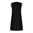 thumbnail image 5 of Meichang Sleeveless Button Down Dresses for Women Plus Size Solid Tie Shoulder Scoop Neck Eyelet Dresses Knee Length Work Dresses Elegant Midi Dresses Black XL, 5 of 6