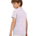 thumbnail image 4 of Dwellite Boys' Polo Shirt Striped Short Sleeve Summer Active Casual Collared for Kids Golf Shirts Back to School 2026 Light Purple 160, 4 of 6
