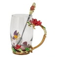 thumbnail image 1 of Tea Mug, Heat Resistant Glass Mug Delicate Transparent Drinkware With Spoon For Tea Ceremony Red Rose 350ml, 1 of 8