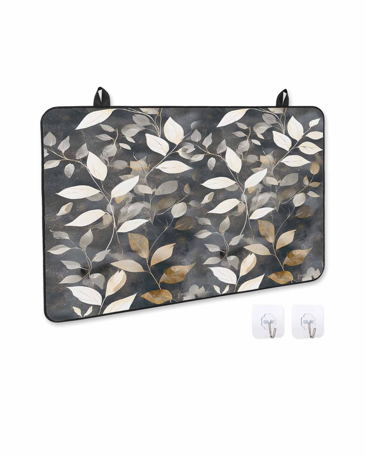 nqOlkjepod Large Induction Cooktop Protector Mat 36"x21", Brown White Leaves Stove Top Covers for Electric Stove, Farmhouse Vintage Botanical Plants Stove Burner Cover Mats, Glass Top Stove Cover