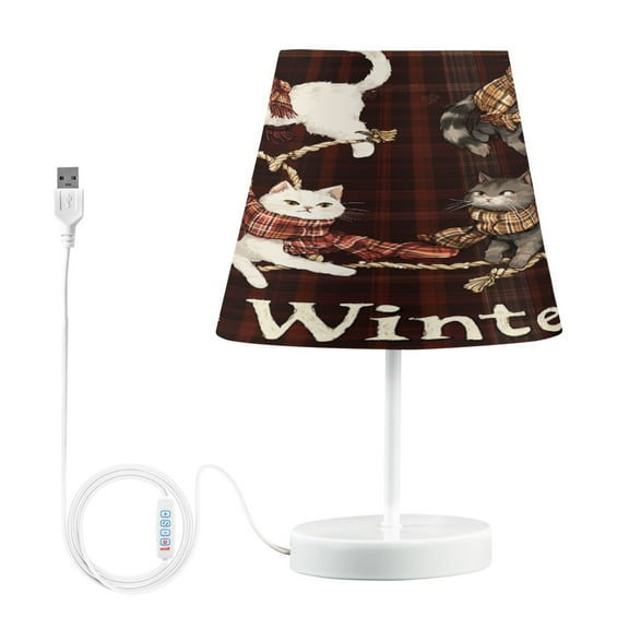 BZSMCE Table Lamp Creative Cute Plaid Of Cats Simple Pattern Night Light