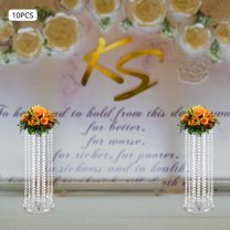 10Pcs Wedding Flower Vase Silver Centerpieces Table Flower Stand with Glass Bead String