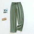 thumbnail image 2 of AherBiu Womens Plaid Pajamas Pants Straight Wide Leg Drawstring Waist Loose Loungewear Slacks, 2 of 3