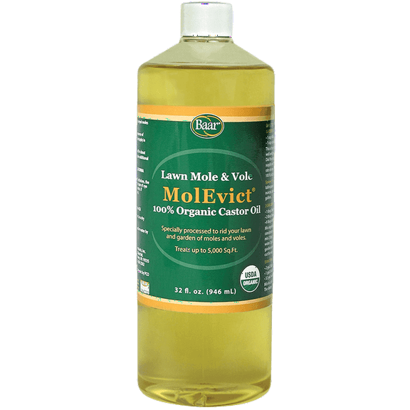 Baar USDA Certified MolEvict Lawn Mole And Vole Organic Castor Oil, 32 oz