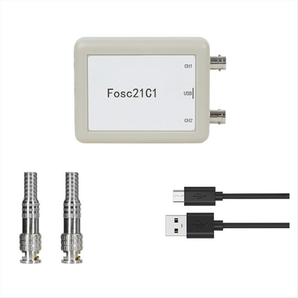 Fosc21C1 Osciloscopio para PC USB de 2 Canales Frecuencia de Muestreo de 1 Mhz Osciloscopio Portátil Desarrollo MCU