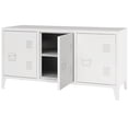 thumbnail image 1 of MIOCASA Meuble TV Table en Métal avec Rangement Acier 3 Portes Casier pour Salon (Blanc), 1 of 4