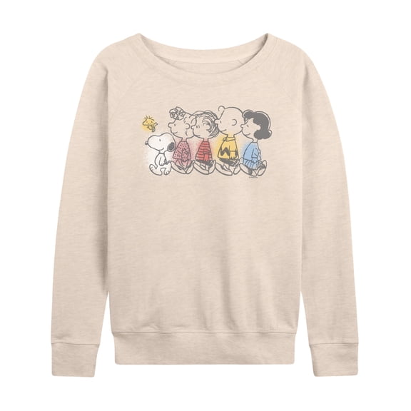 Peanuts - Peanuts Friends Lightweight French Terry Wide Neck Long Sleeve Graphic Shirt