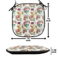 thumbnail image 5 of Skull Chair Seating Cushion, Lilies Tropical Flower Blooms Leaves on Skull with Watercolor Painting Effect, Soft Seat Pads for Office with Anti-slip Backing, 16"x16", Pink Orange Green, by Ambesonne, 5 of 7