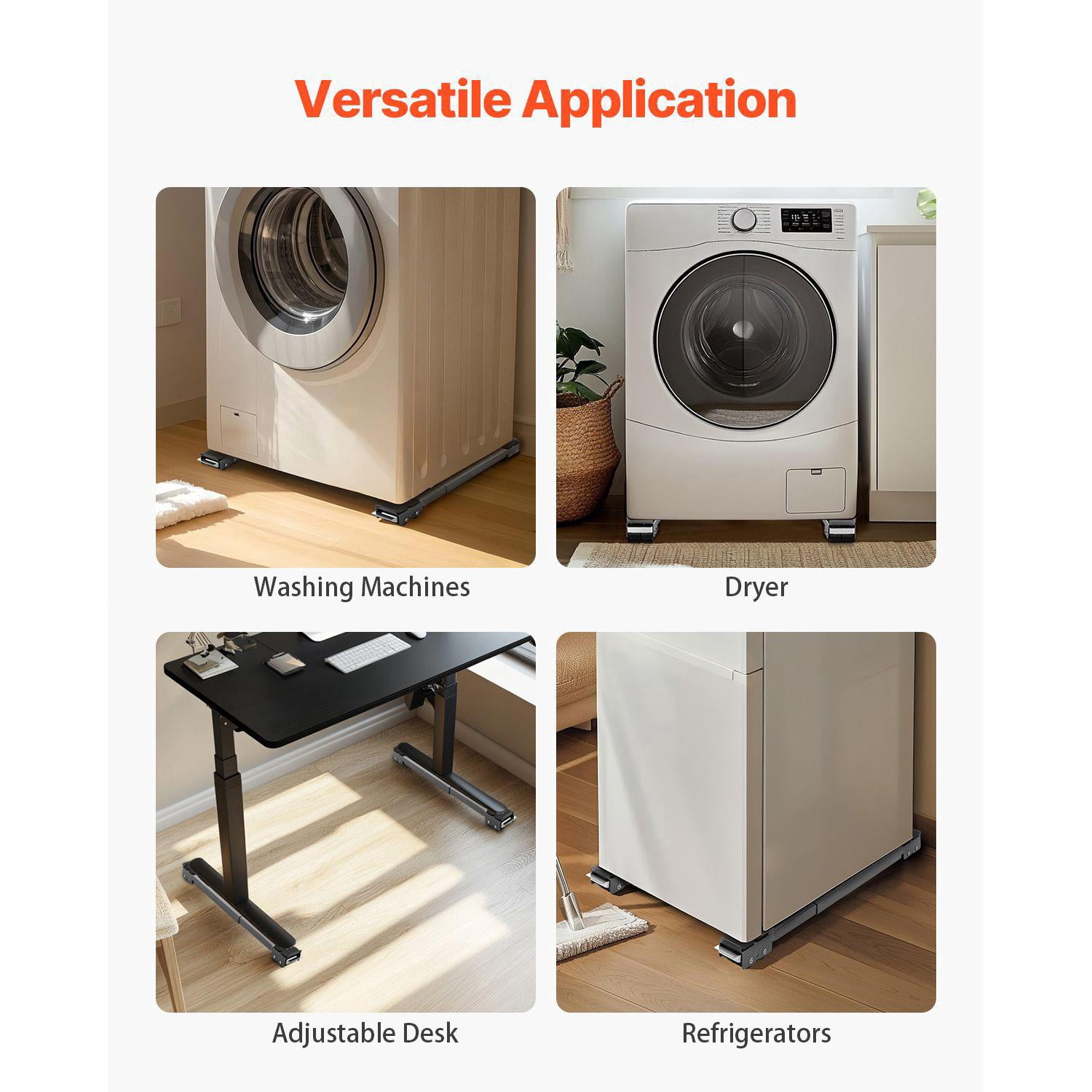 Heavy Duty Appliance Rollers 330 lbs Load Capacity Adjustable Base Extendable Furniture Dolly for Washer Dryer Washing Machine Gray
