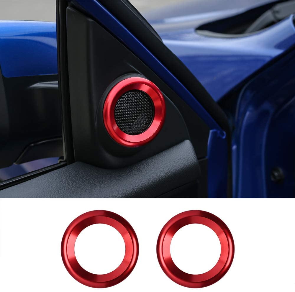 Senzeal 2PCS Aluminum Alloy Loudspeaker Decorations Circle Rings Car Door Audio Speaker Trims for Honda 10th Gen Civic 2016 2017 2018 2019 Red 