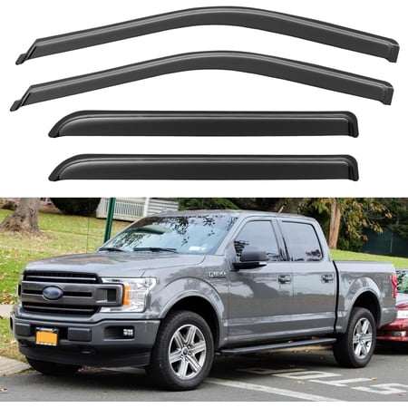 Window Visors Rain Guards for 2015-2026 Ford F150 SuperCrew, Out-Channel Sun Rain Shades Window Vent Deflectors for 2017-2026 F-150 Raptor F250 F350 F450 F550 Super Duty Crew Cab, for Full-Size Cabs