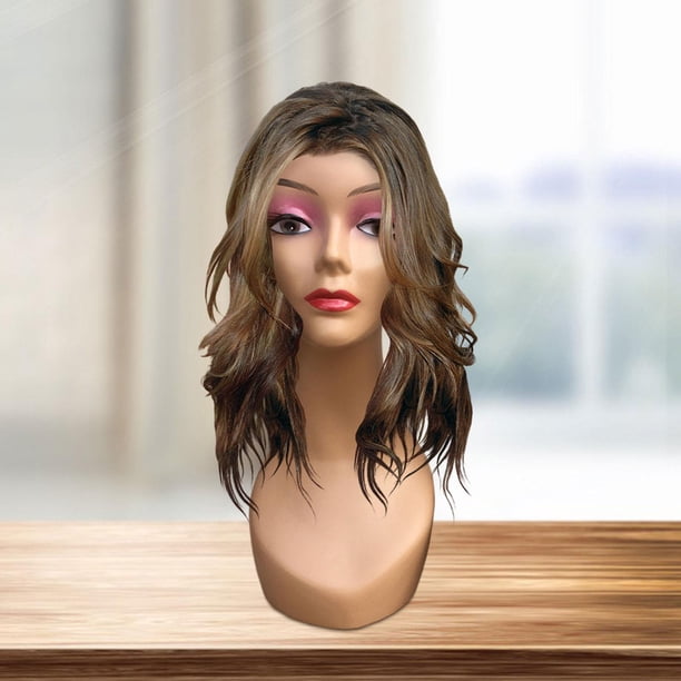 Maniquí de cabeza de peluca Yinane Rosa Soporte de exhibición de maniquí