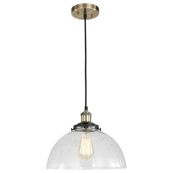 Woodbridge Lighting Fulton Dome Metal Mini Pendant with ST65 Bulb in Brass/Clear