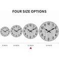 thumbnail image 3 of Wall Clock, Rustic Wall Clocks Battery Operated Silent Non Ticking, Country Round Wooden Clocks Farmhous Wall Decorative for Kitchen, Bathroom, Living Room (Gray 10 Inch), 3 of 9