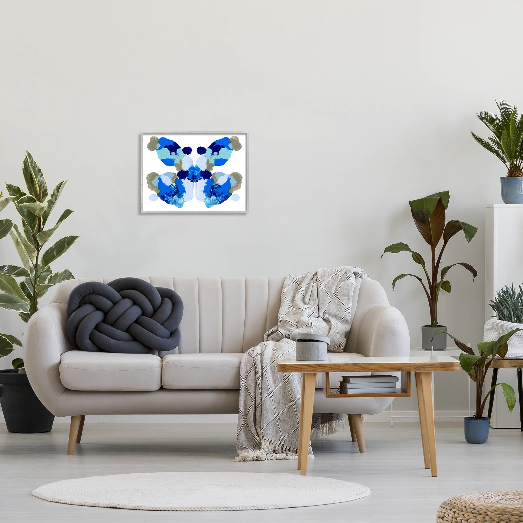 Stupell Industries Abstract Symmetrical Ink Blot Shape Graphic Art Gray Framed Art Print Wall Art, Design by Emma Caroline