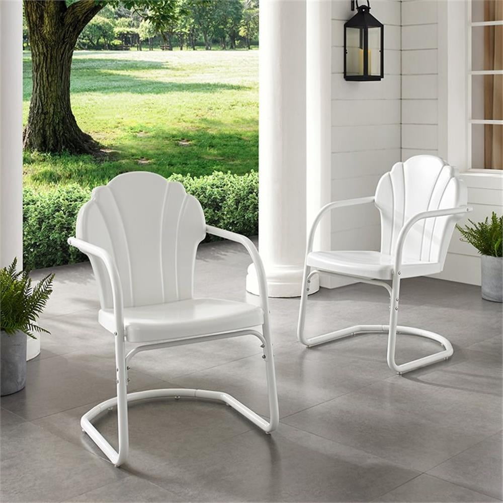 Crosley Furniture Tulip Metal Patio Chair in White (Set of 2)